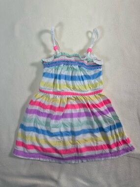 Circo Girls’ Multicolor Striped Summer Dress Pink Bead Accents Size 18M